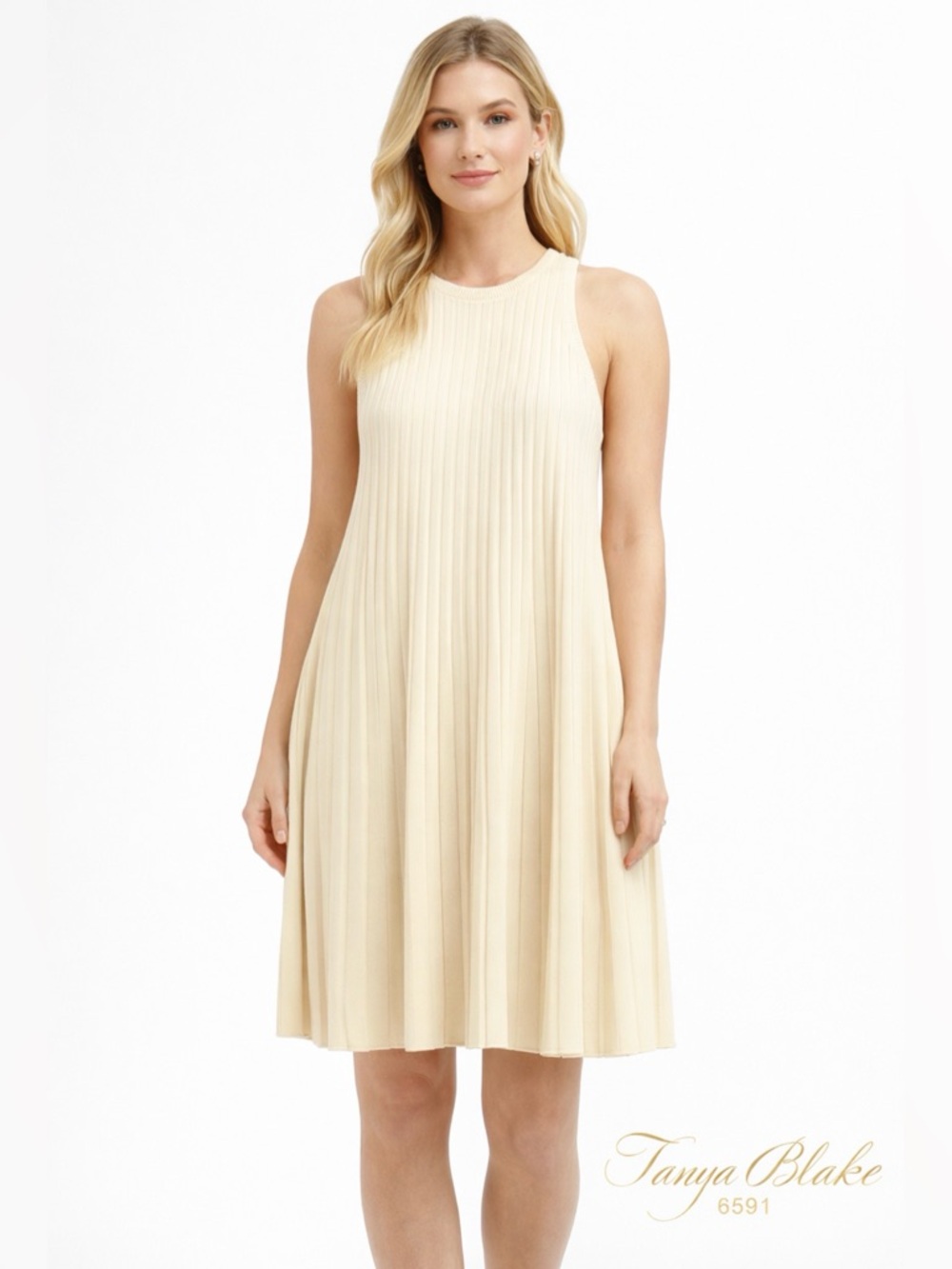 English Factory Cream Pleated Sleeveless Mini Dress